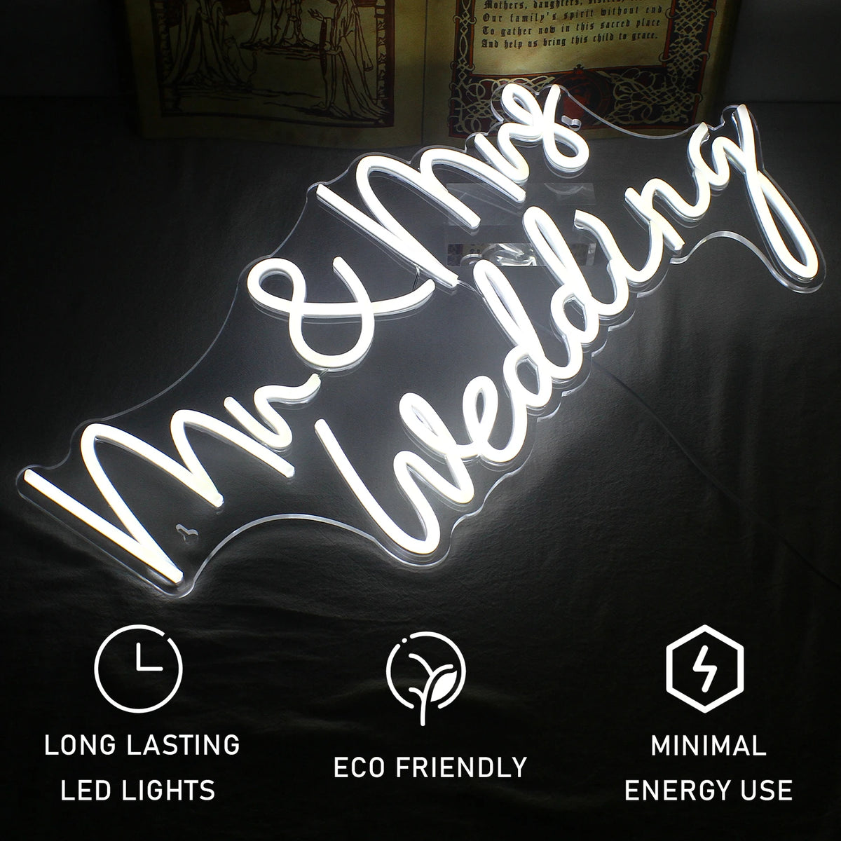 Mr&Mrs Wedding 5V USB LED Neon Sign - Budget Friendly