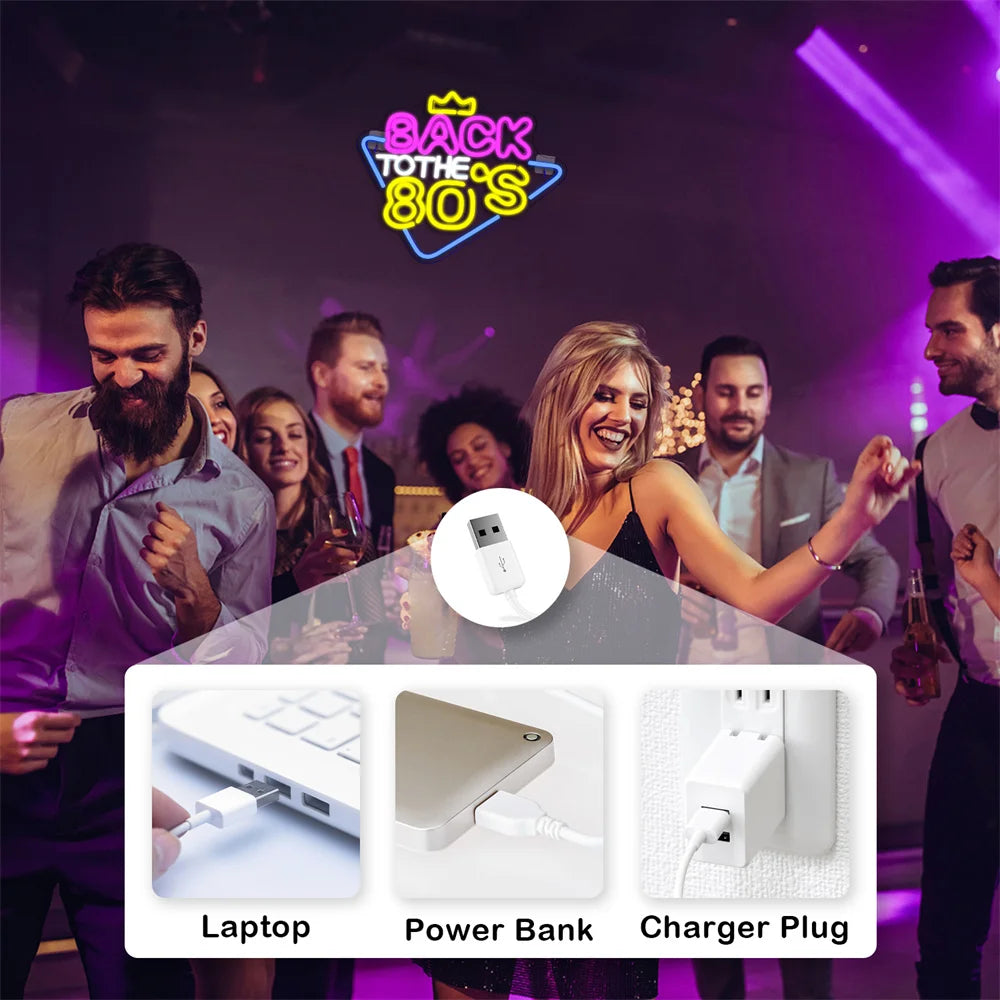 Terug naar de jaren 80 5V USB LED Neon Sign - Budgetvriendelijk