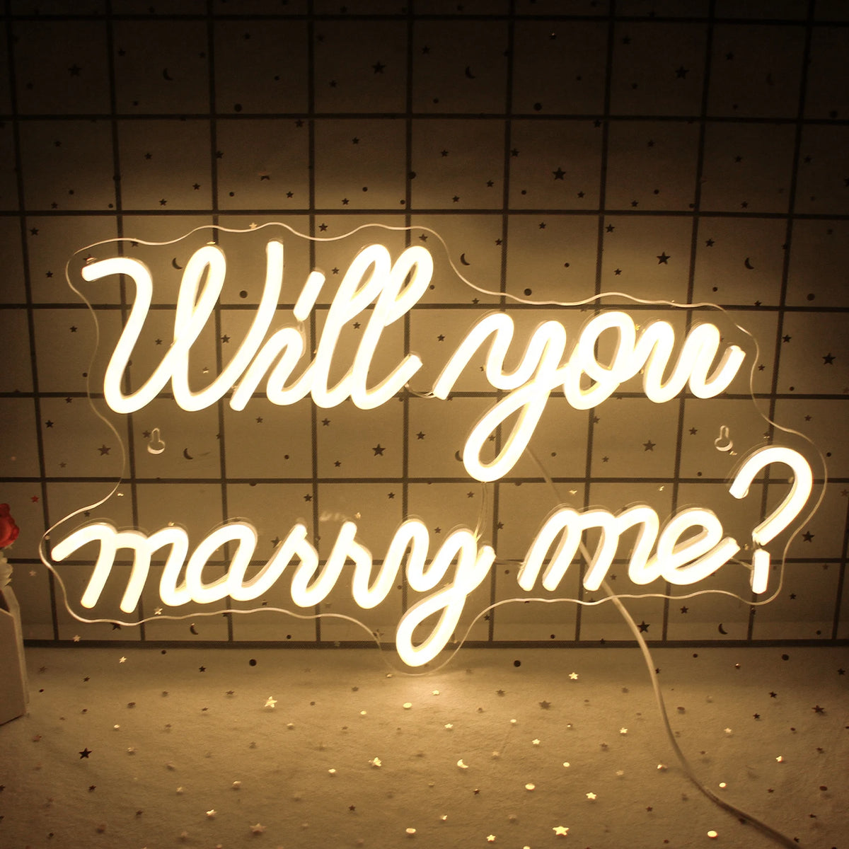 Will You Marry Me Wedding Proposal Decoration Party 5V USB LED Neon Sign - Budget Friendly