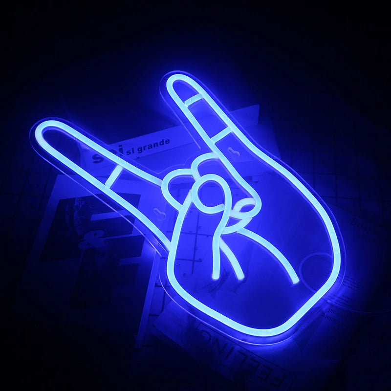 Rock Hand Gesture 5V USB LED Neon Sign - Budget Friendly