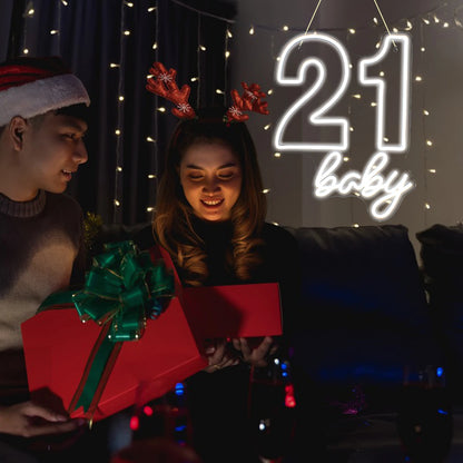 21 baby Happy Birthday 5V USB LED Neon Sign - Budget Friendly