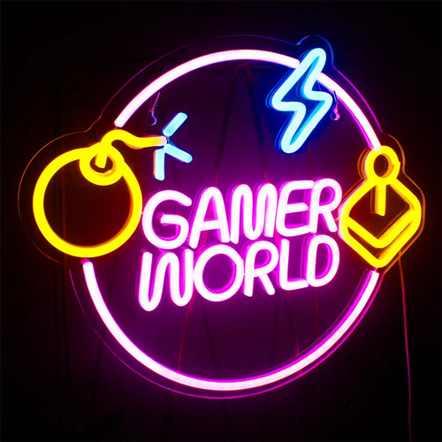 Gamer World 5V USB LED Neon Sign - Budget Friendly