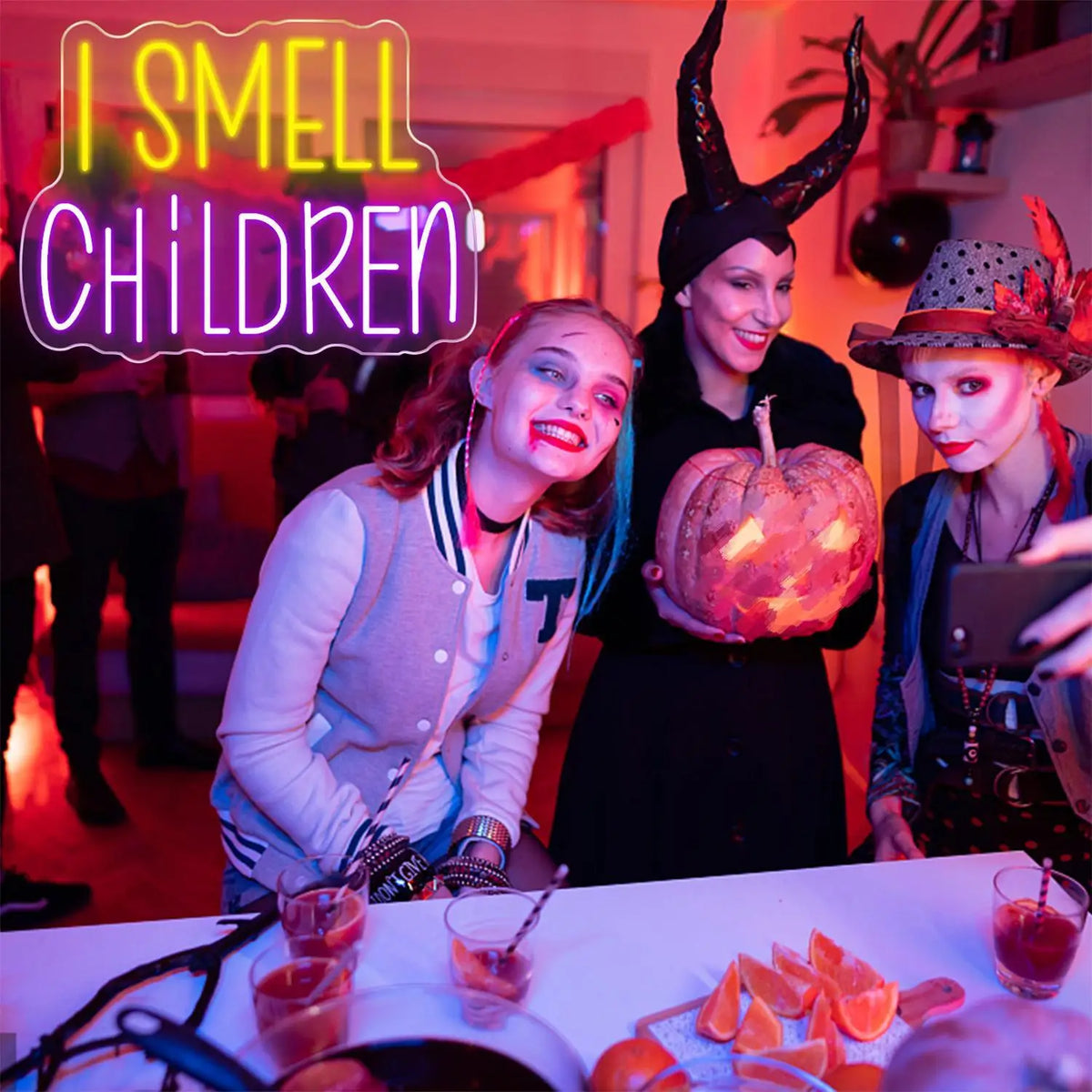 I Smell Children – Halloweenfeestdecoratie – LED-neonbord (5 V USB)