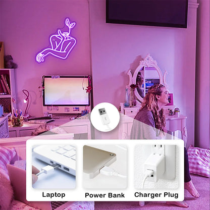 Woman Line Art 5V USB LED Neon Sign - Budget Friendly