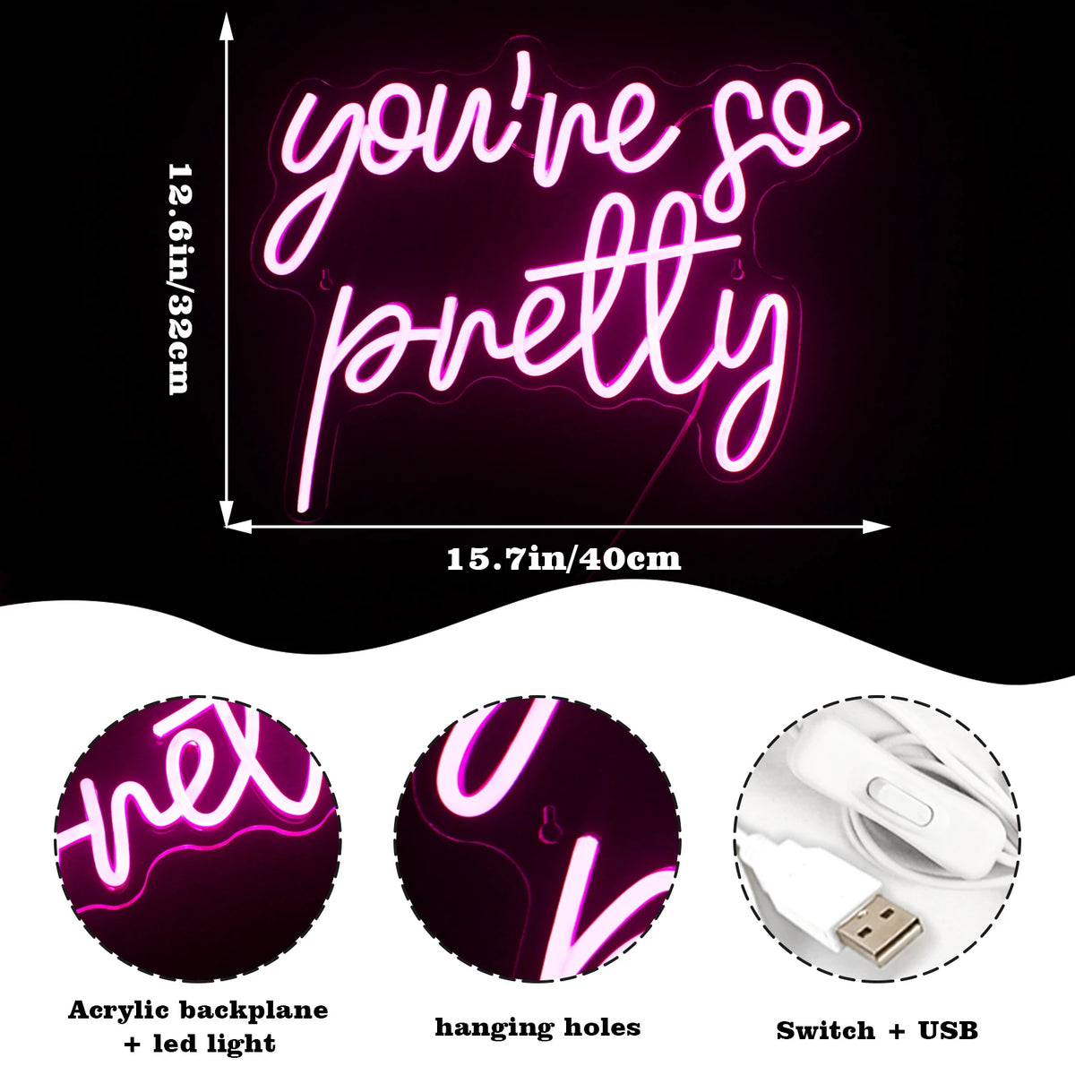 You’re so pretty – LED-neonreclame (5 V USB)