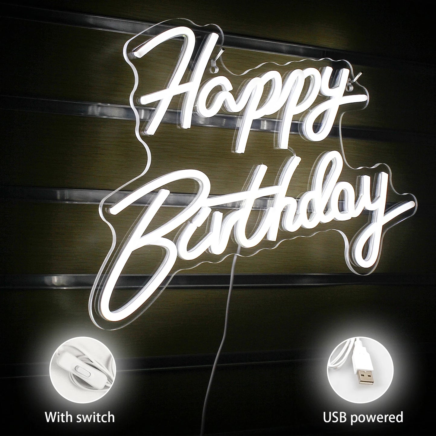 Happy Birthday 5V USB LED Neon Sign - Budget Friendly