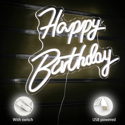 Happy Birthday 5V USB LED Neon Sign - Budget Friendly