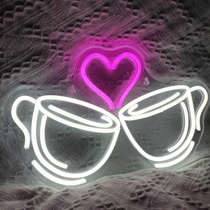 Coffee Cheers Heart 5V USB LED Neon Sign - Budget Friendly