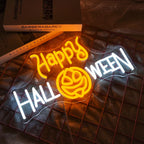 Happy Halloween – Pompoen in plaats van de O – LED-neonbord (5 V USB)