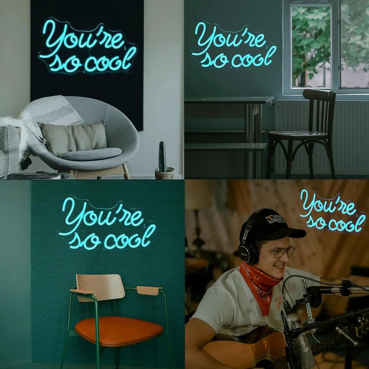 You're so cool – IJsblauwe letters – LED-neonbord (5 V USB)