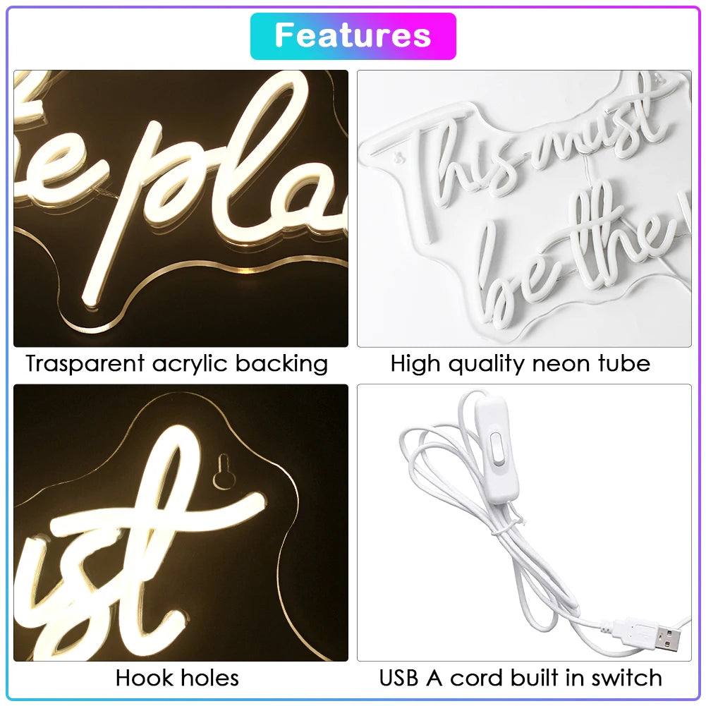 This must be the place 5V USB LED Neon Sign - Budget Friendly