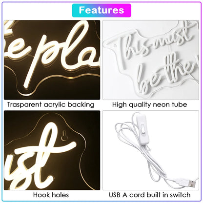 This must be the place 5V USB LED Neon Sign - Budget Friendly