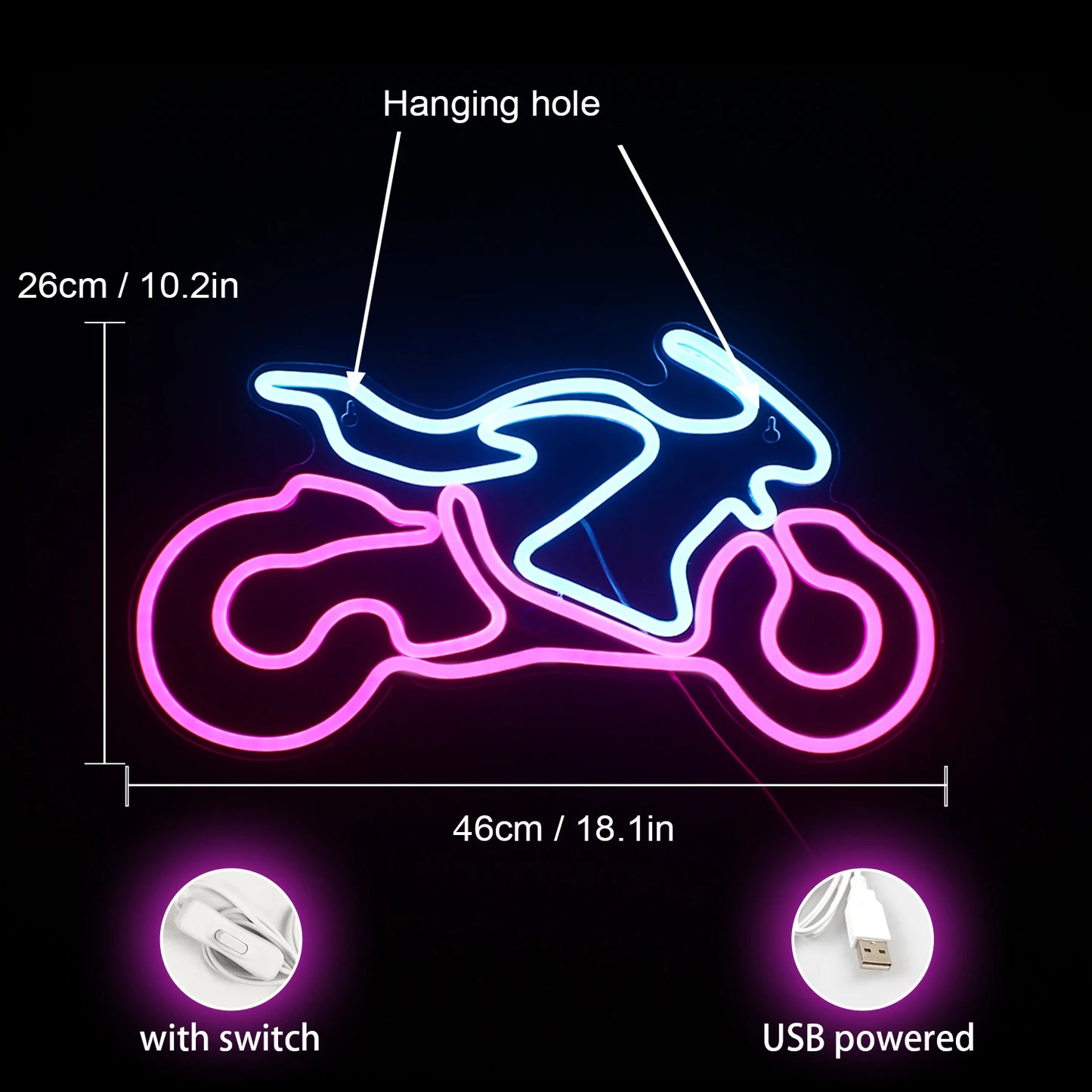 Motorcycle 5V USB LED Neon Sign - Budget Friendly