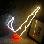 Een levendig LED-neonbord met het woord "Roken" in opvallende, vloeiende, cursieve letters.