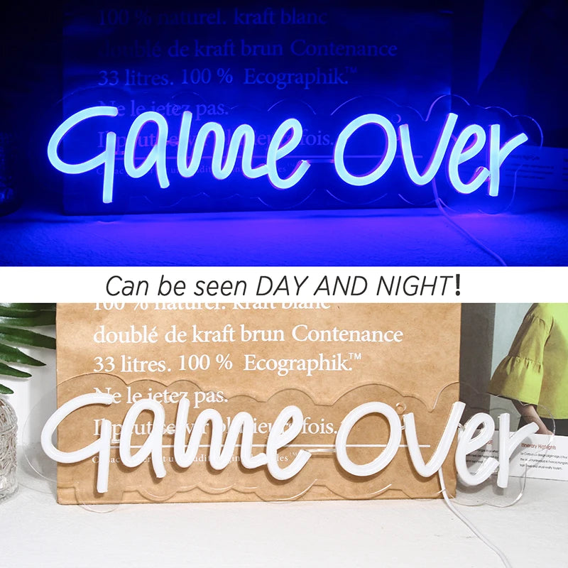 Game Over 5V USB LED Neon Sign - Budget Friendly
