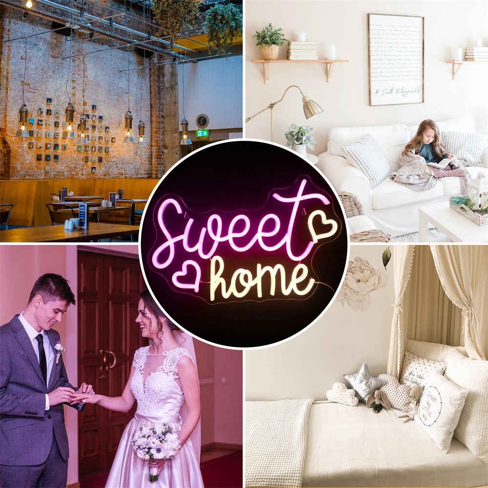 Sweet Home 5V USB LED Neon Sign - Budget Friendly