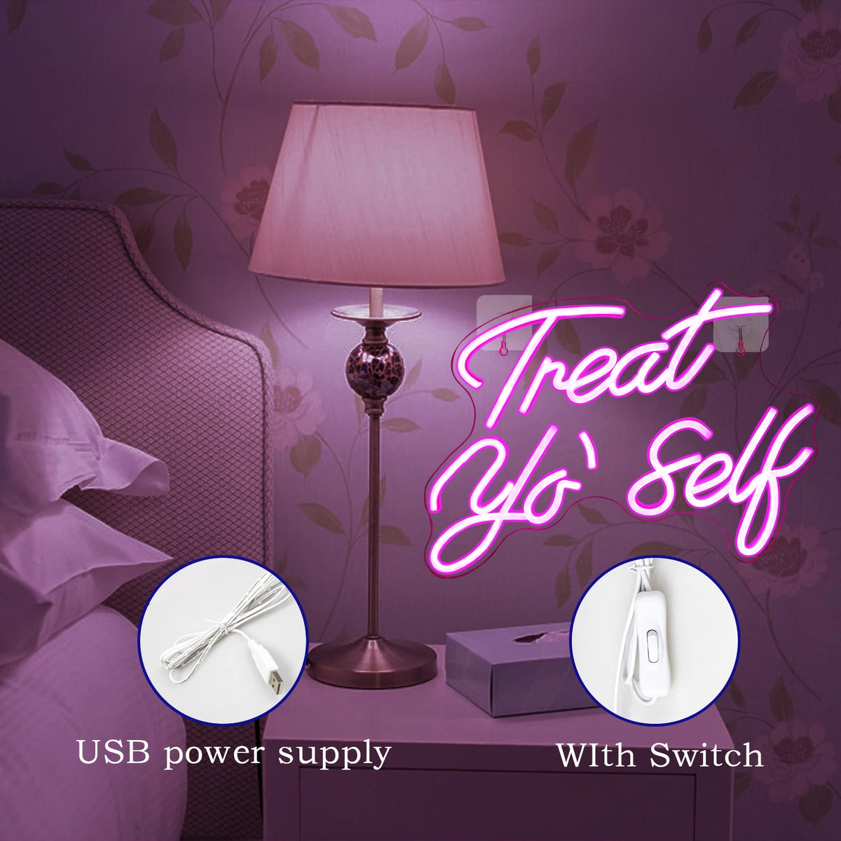 Treat Yo' Self 5V USB LED Neon Sign - Budget Friendly