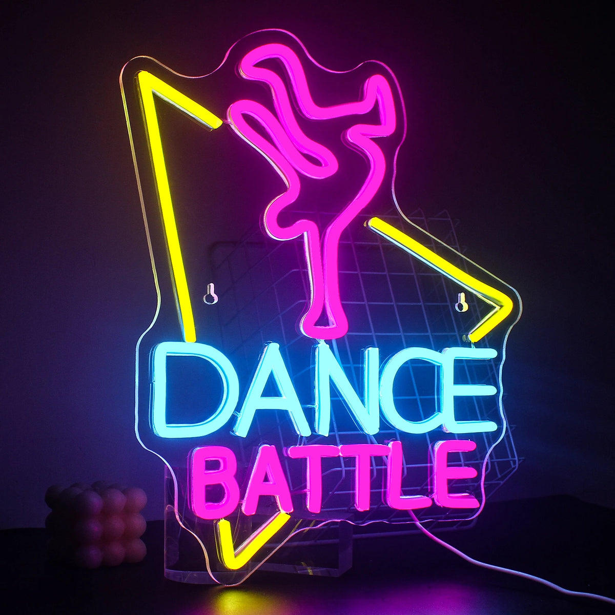 DANCE BATTLE – Danser en driehoeksomtrek – LED-neonbord (5 V USB)