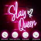 Slay Queen – Hart – LED-neonbord (5 V USB)