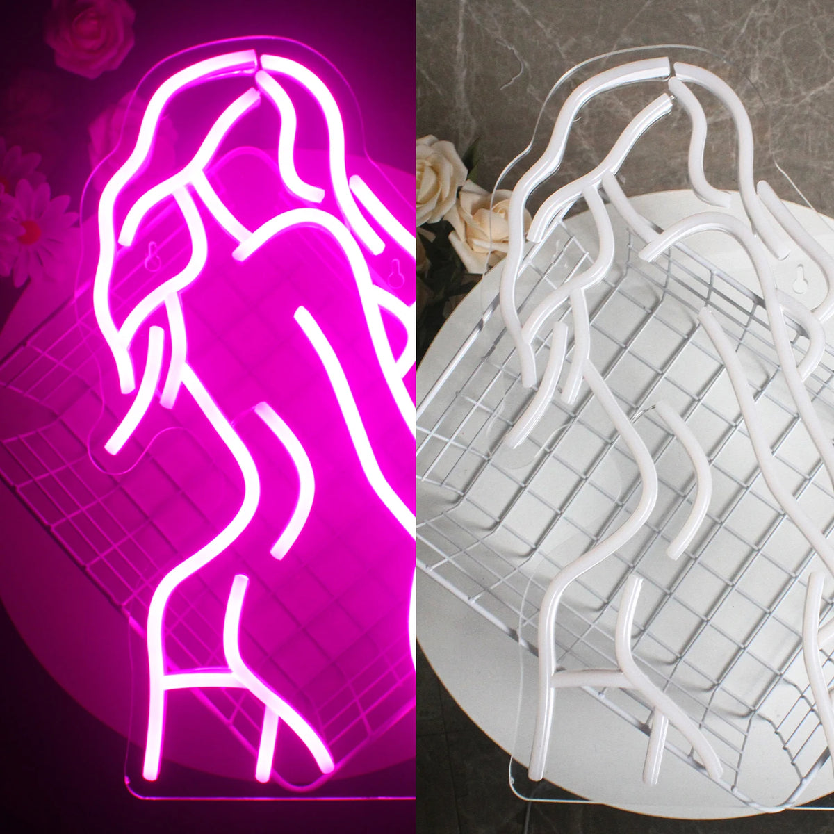 Omtrek van een vrouwenlichaam – LED-neonbord (5 V USB)