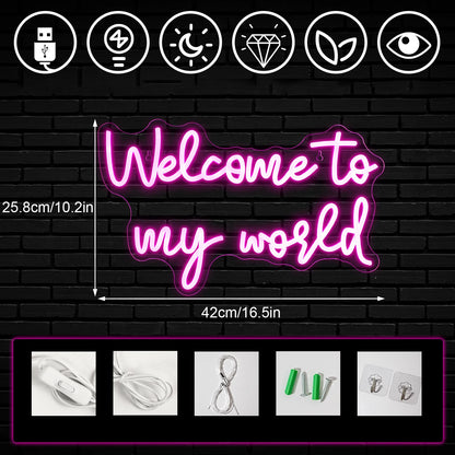 Welcome to my world 5V USB LED Neon Sign - Budget Friendly