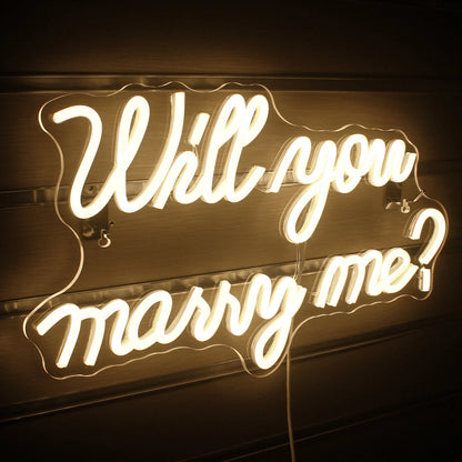 Will You Marry Me Wedding Proposal Decoration Party 5V USB LED Neon Sign - Budget Friendly