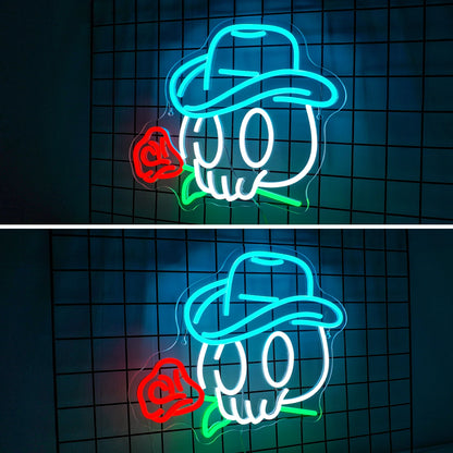 Cowboy Skull Rose 5V USB LED Neon Sign - Budget Friendly