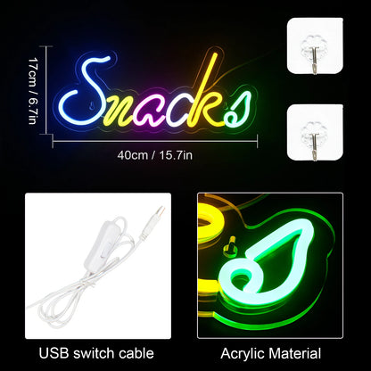 Colorful Snacks 5V USB LED Neon Sign - Budget Friendly