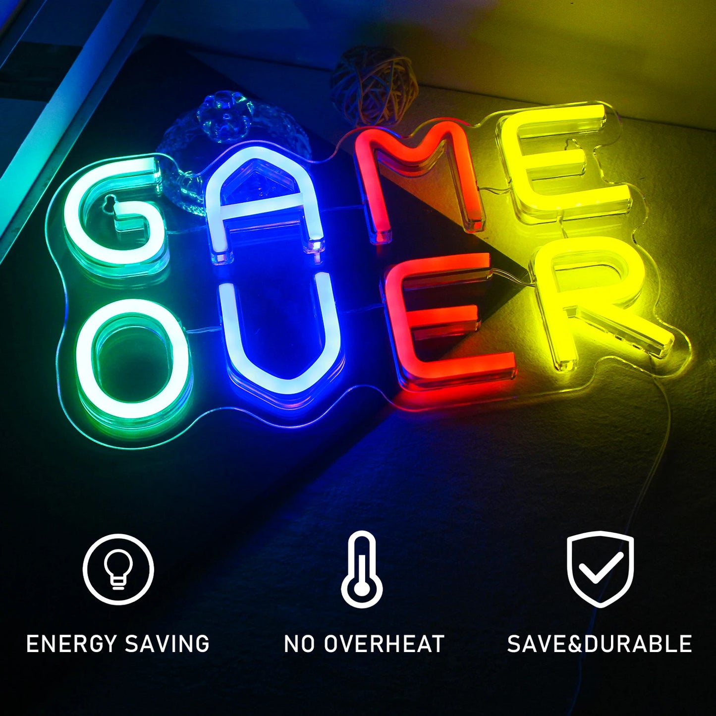 Game Over 5V USB LED Neon Sign - Budget Friendly