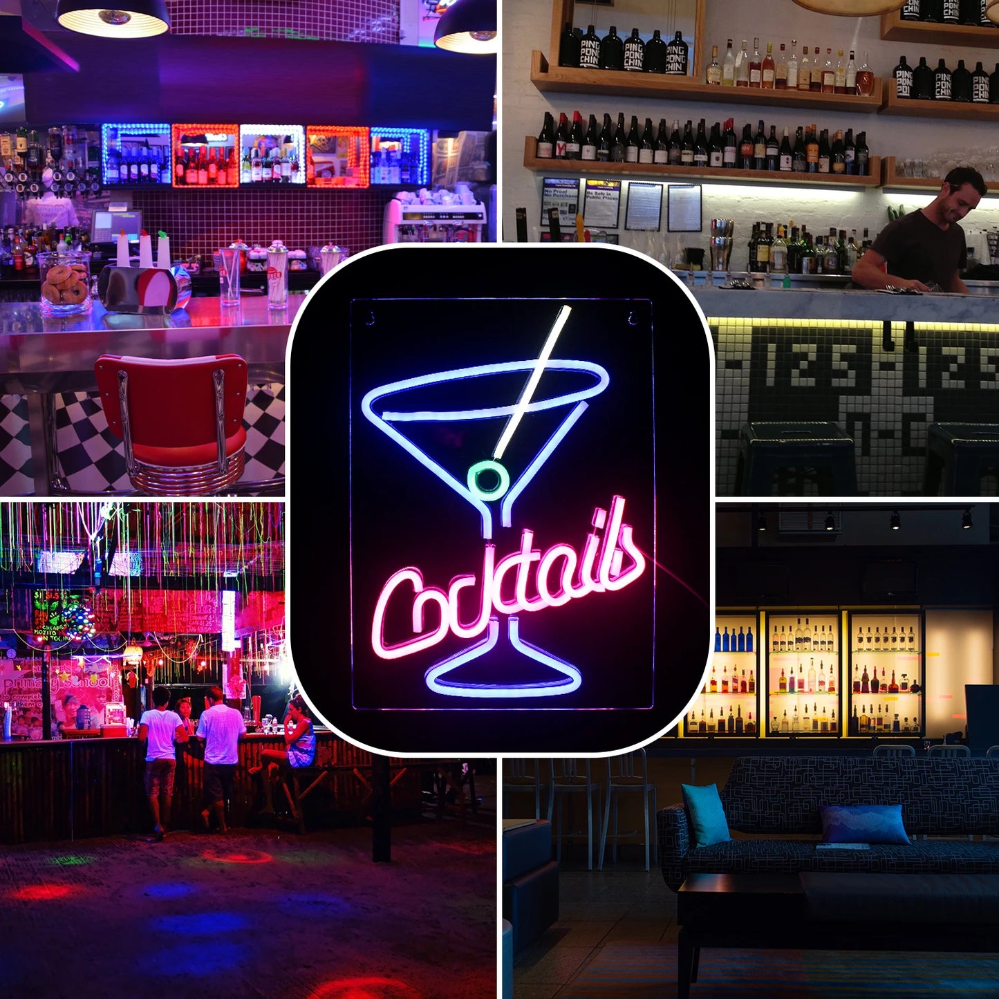 Cocktails 5V USB LED Neon Sign - Budget Friendly