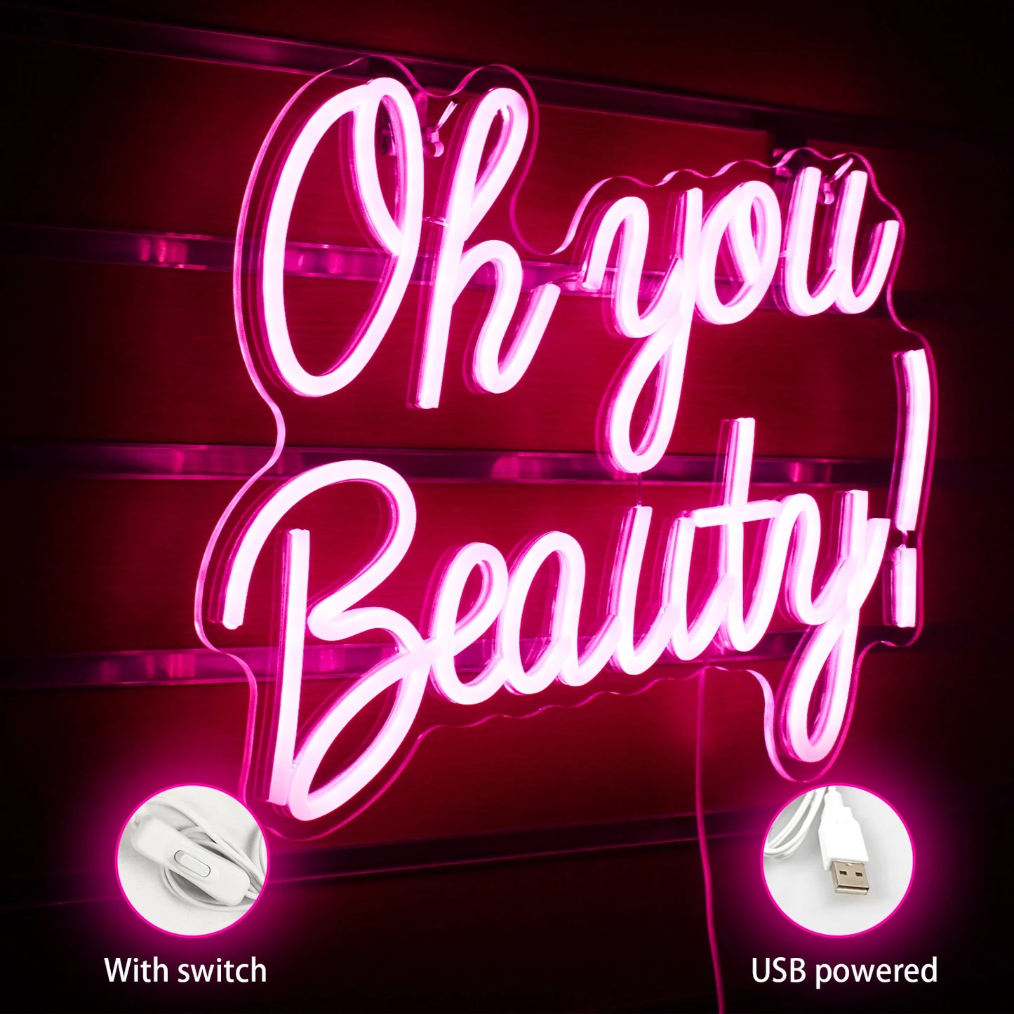 Oh You Beauty 5V USB LED Neon Sign - Budget Friendly