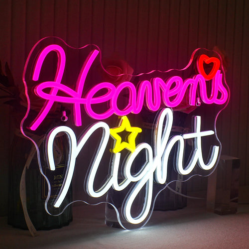 Heavens Night – Hart en ster – LED-neonbord (5 V USB)