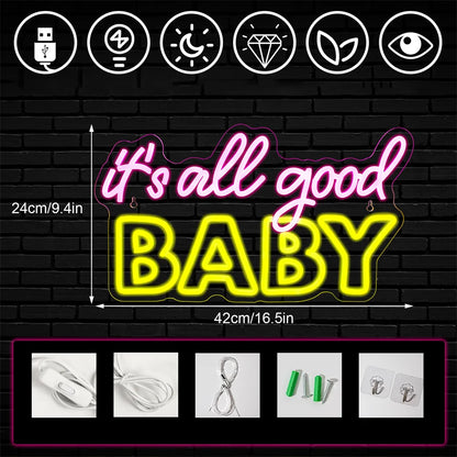 It's All Good Baby 5V USB LED Neon Sign - Budget Friendly