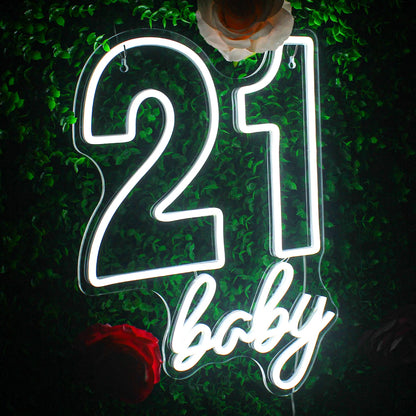 21 baby Happy Birthday 5V USB LED Neon Sign - Budget Friendly