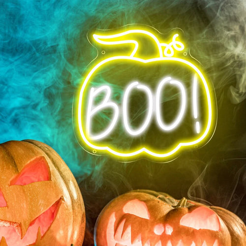 “Boo” (pompoen, heksenhoed) – LED-neonbord (5 V USB)