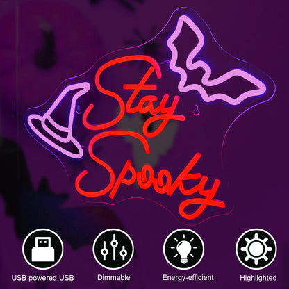 Stay Spooky 5V USB LED Neon Sign - Budget Friendly