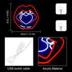 Lippen – LED-neonbord (5 V USB)