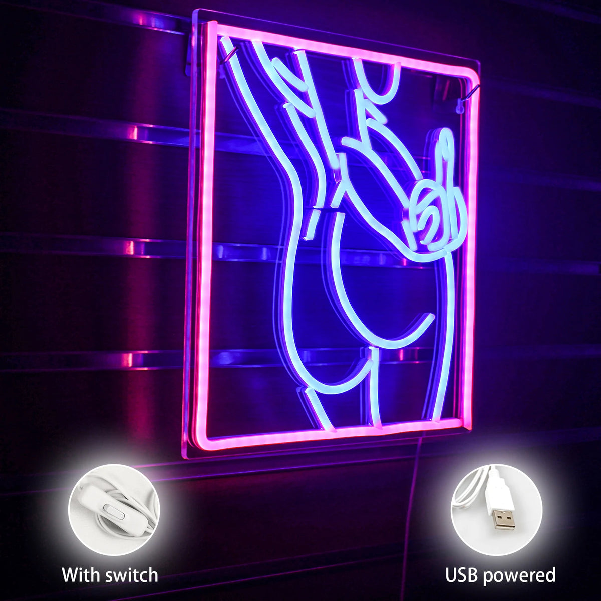 Omtrek van een vrouwenlichaam – LED-neonbord (5 V USB)