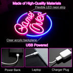 Game Over – Ronde rand – LED-neonbord (5 V USB)