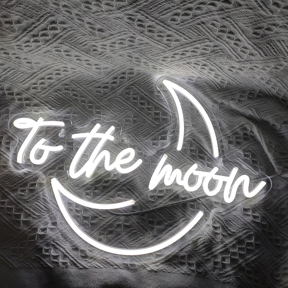 To the moon – Maansikkel – LED-neonbord (5 V USB)
