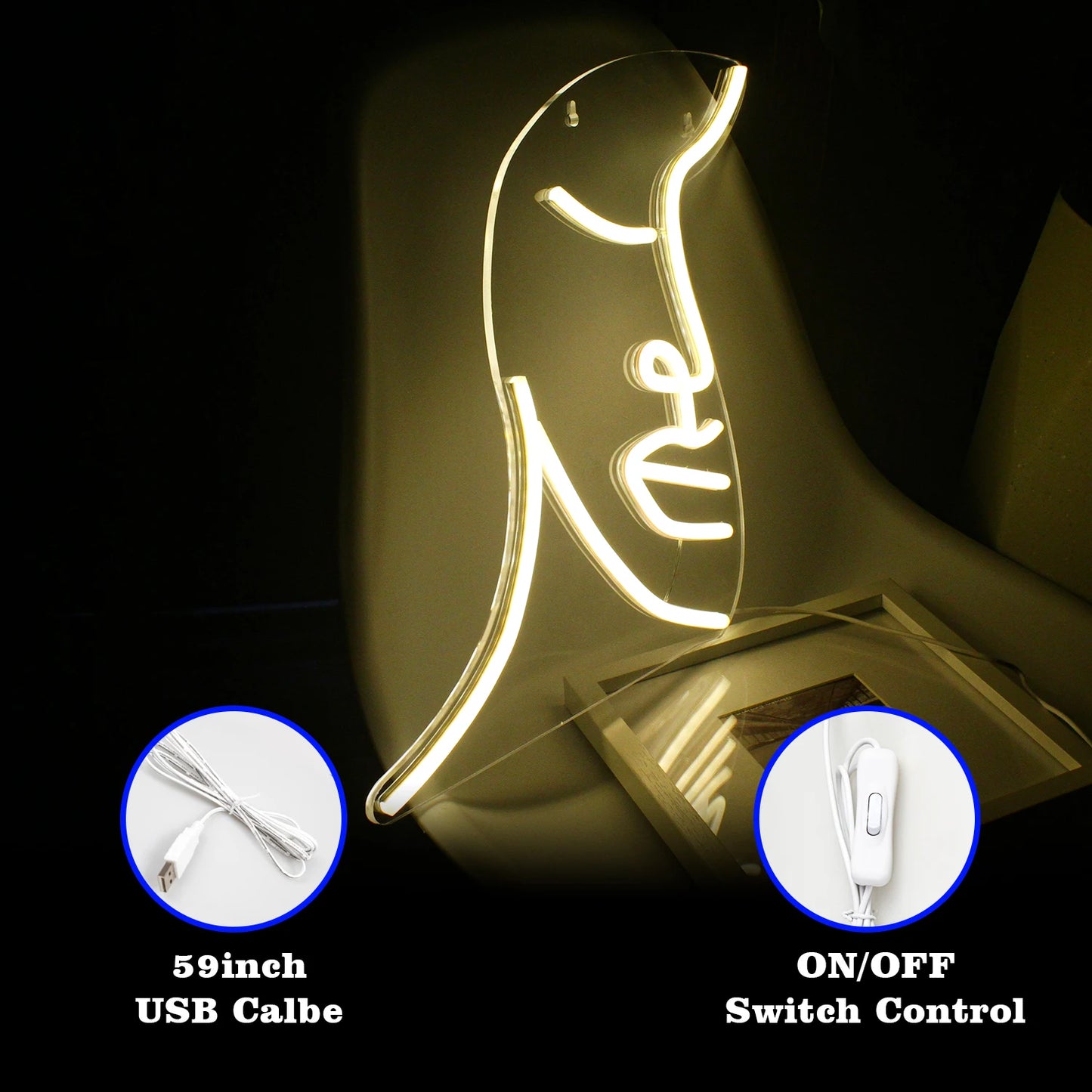 Face 5V USB LED Neon Sign - Budget Friendly