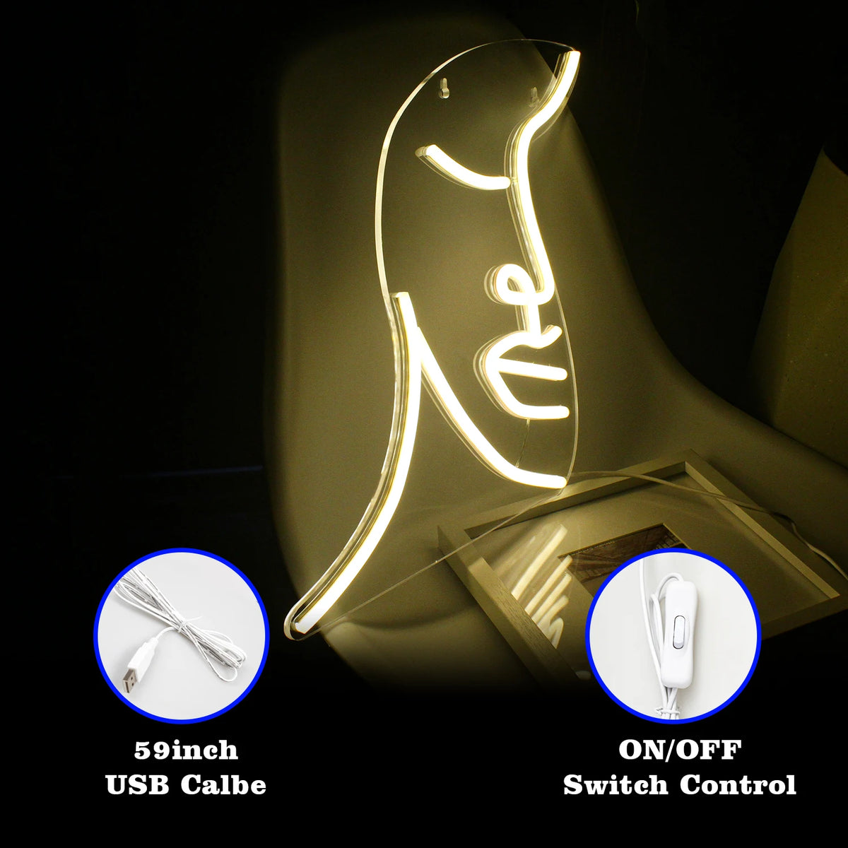 Face 5V USB LED Neon Sign - Budget Friendly