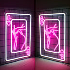 Vrouwenkaart met vrouwensilhouet en harten – LED-neonbord (5 V USB)