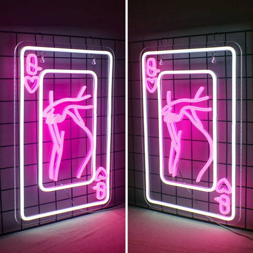 Playing Cards Lady Body 5V USB LED Neon Sign - Budget Friendly