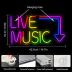 Live Music – Pijl – LED-neonbord (5 V USB)