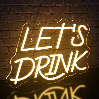 Let's Drink 5V USB LED Neon Sign - Budget Friendly
