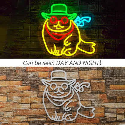 Cowboy Cat 5V USB LED Neon Sign - Budget Friendly