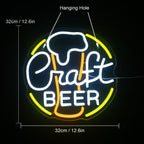 Craft BEER – Bierglas met ronde rand – LED-neonreclame (5 V USB)