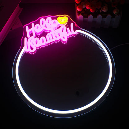 Mirror Hello Beautiful 5V USB LED Neon Sign - Budget Friendly