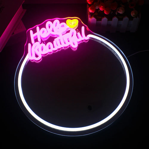 Mirror Hello Beautiful – LED-neonbord (5 V USB)